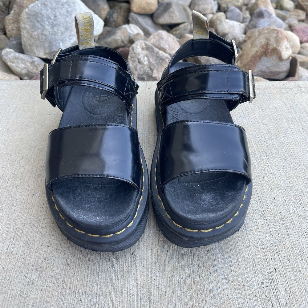 Dr. Martens Platform Sandals Womens Size 6 Black Strappy Gladiator Voss Docs